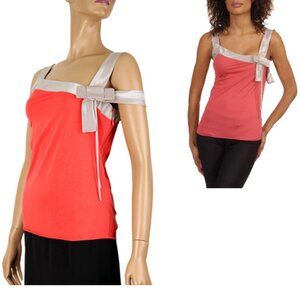 STELLA MCCARTNEY TOP COTTON BLEND CONTRASTING BOW DESIGN IT 40 US 4